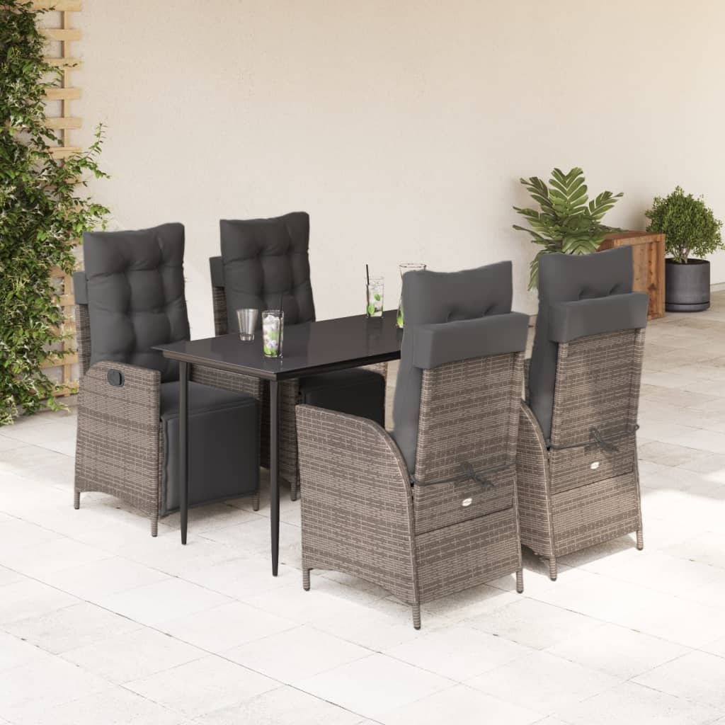 5-delige Tuinset met kussens poly rattan grijs is nu te koop bij PeponiXL, paradijselijk wonen!