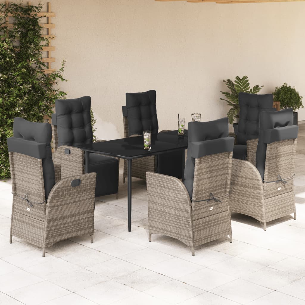7-delige Tuinset met kussens poly rattan grijs is nu te koop bij PeponiXL, paradijselijk wonen!