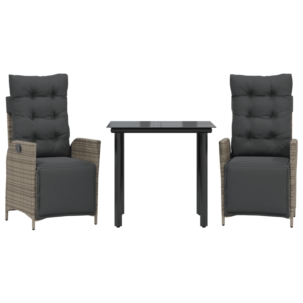 3-delige Tuinset met kussens poly rattan grijs is nu te koop bij PeponiXL, paradijselijk wonen!