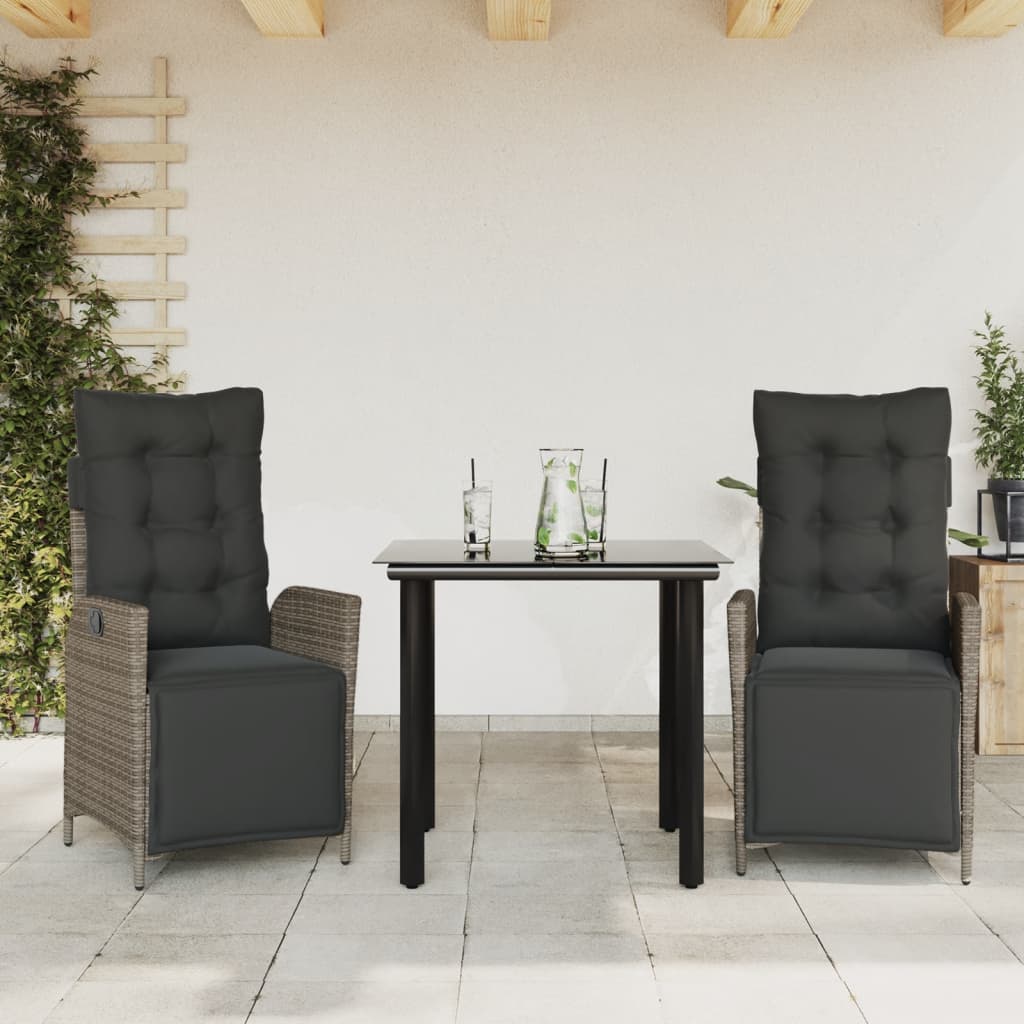 3-delige Tuinset met kussens poly rattan grijs is nu te koop bij PeponiXL, paradijselijk wonen!