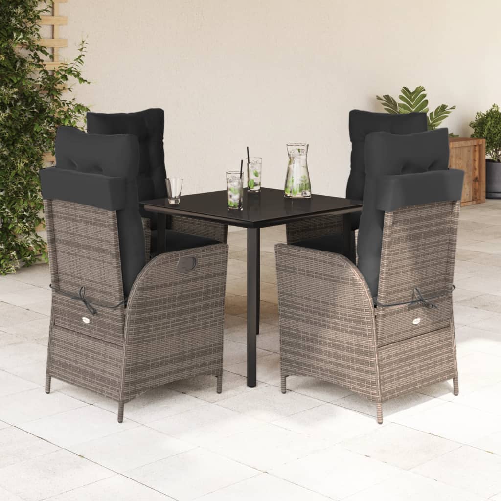 5-delige Tuinset met kussens poly rattan grijs is nu te koop bij PeponiXL, paradijselijk wonen!