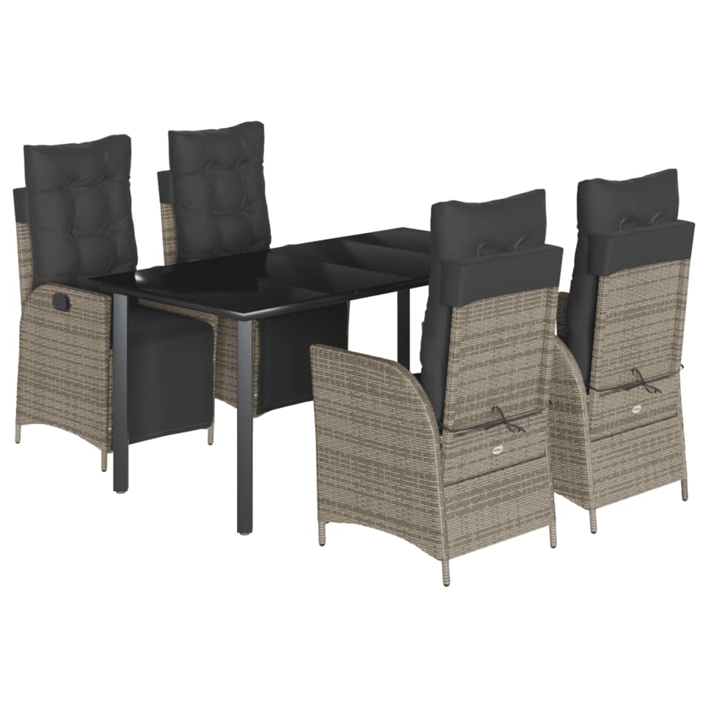 5-delige Tuinset met kussens poly rattan grijs is nu te koop bij PeponiXL, paradijselijk wonen!