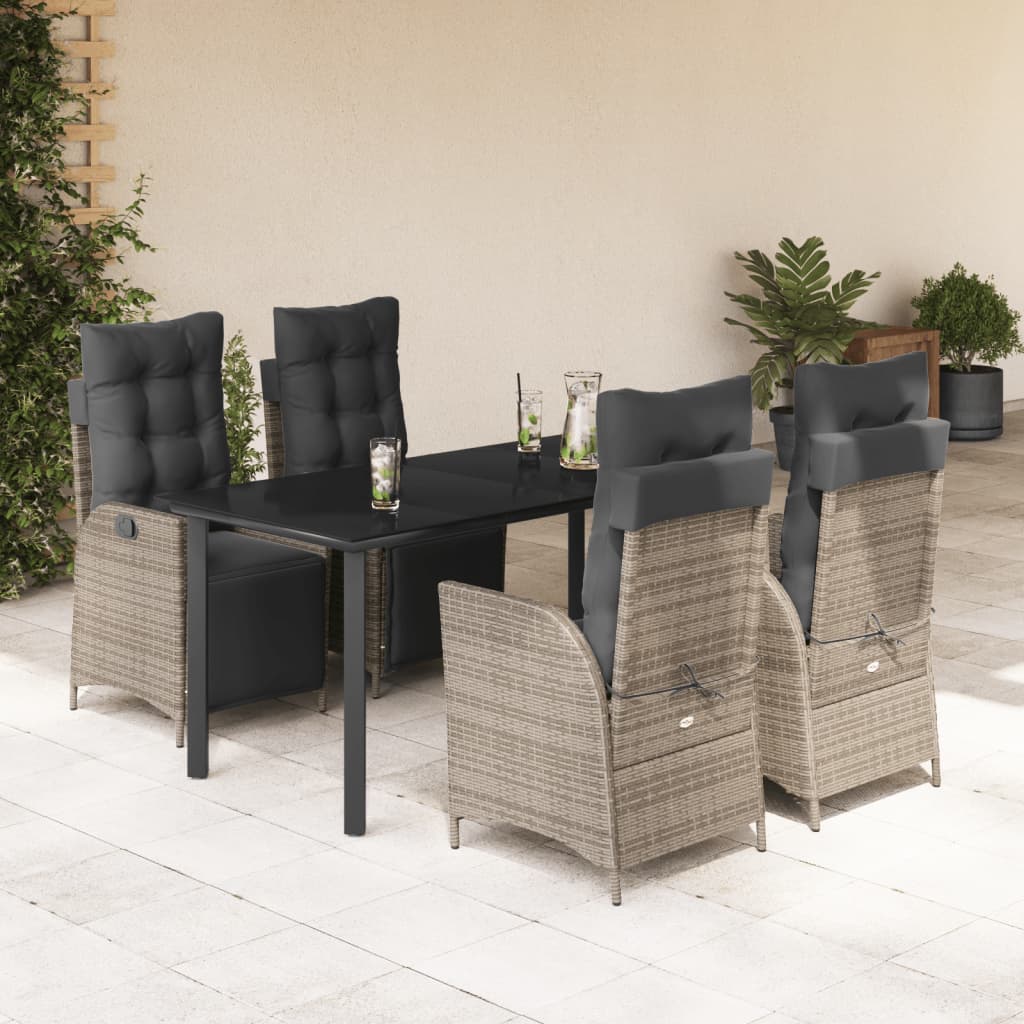 5-delige Tuinset met kussens poly rattan grijs is nu te koop bij PeponiXL, paradijselijk wonen!