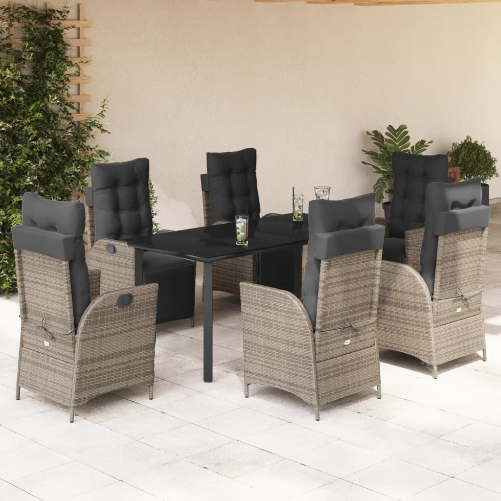 7-delige Tuinset met kussens poly rattan grijs is nu te koop bij PeponiXL, paradijselijk wonen!