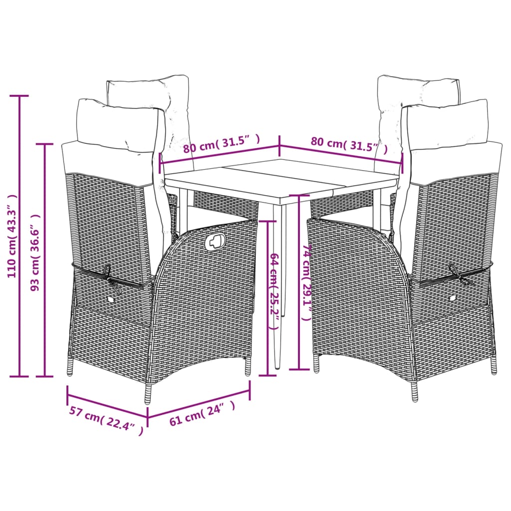 5-delige Tuinset met kussens poly rattan beige is nu te koop bij PeponiXL, paradijselijk wonen!