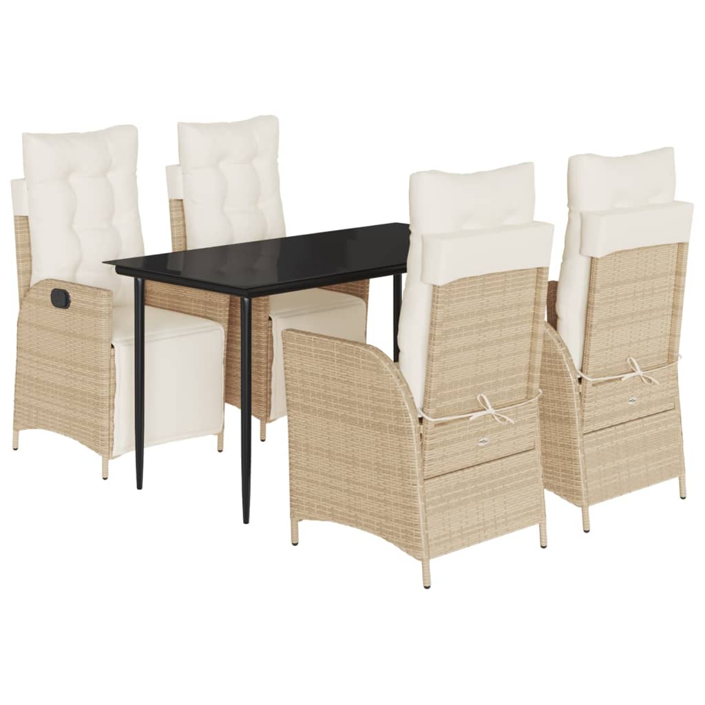 5-delige Tuinset met kussens poly rattan beige is nu te koop bij PeponiXL, paradijselijk wonen!