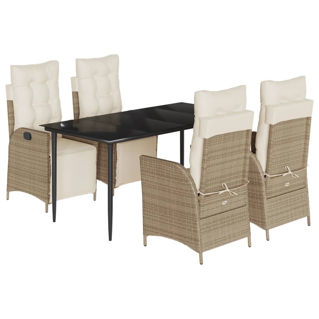 5-delige Tuinset met kussens poly rattan beige is nu te koop bij PeponiXL, paradijselijk wonen!