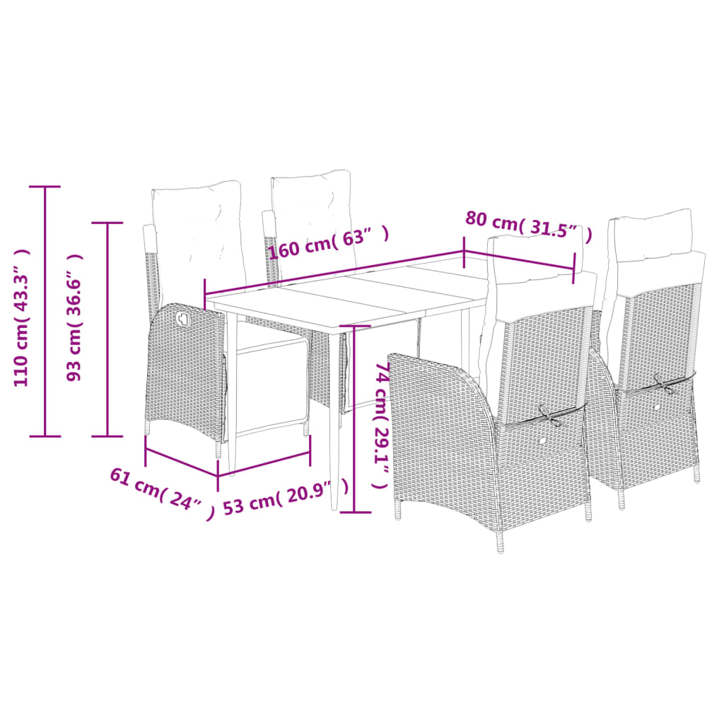5-delige Tuinset met kussens poly rattan beige is nu te koop bij PeponiXL, paradijselijk wonen!