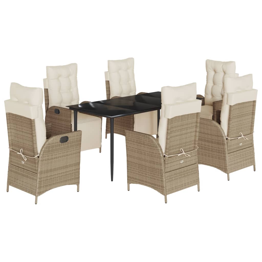 7-delige Tuinset met kussens poly rattan beige is nu te koop bij PeponiXL, paradijselijk wonen!