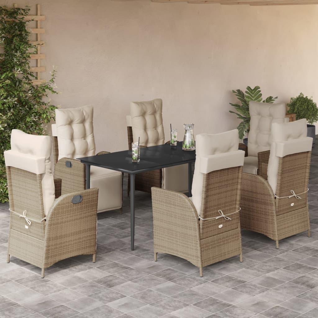 7-delige Tuinset met kussens poly rattan beige is nu te koop bij PeponiXL, paradijselijk wonen!
