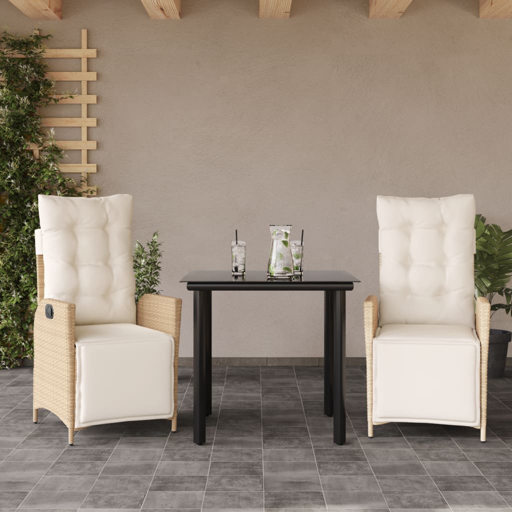 3-delige Tuinset met kussens poly rattan beige is nu te koop bij PeponiXL, paradijselijk wonen!