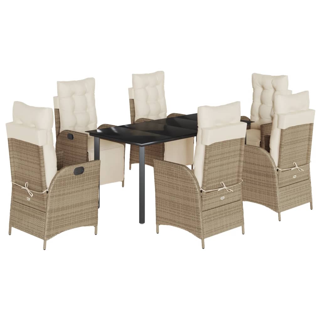 7-delige Tuinset met kussens poly rattan beige is nu te koop bij PeponiXL, paradijselijk wonen!