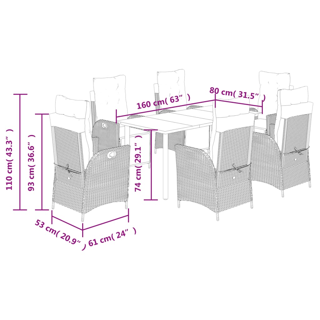 7-delige Tuinset met kussens poly rattan beige is nu te koop bij PeponiXL, paradijselijk wonen!