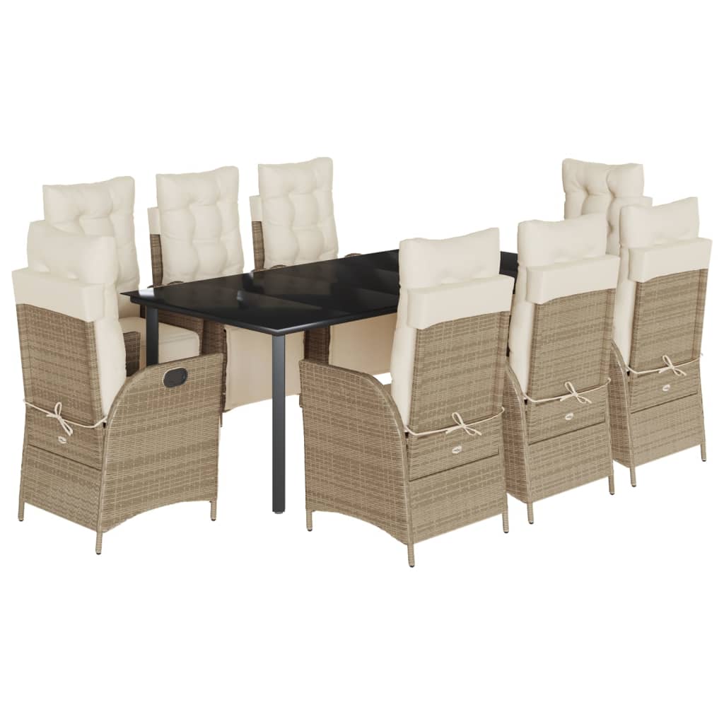 9-delige Tuinset met kussens poly rattan beige is nu te koop bij PeponiXL, paradijselijk wonen!
