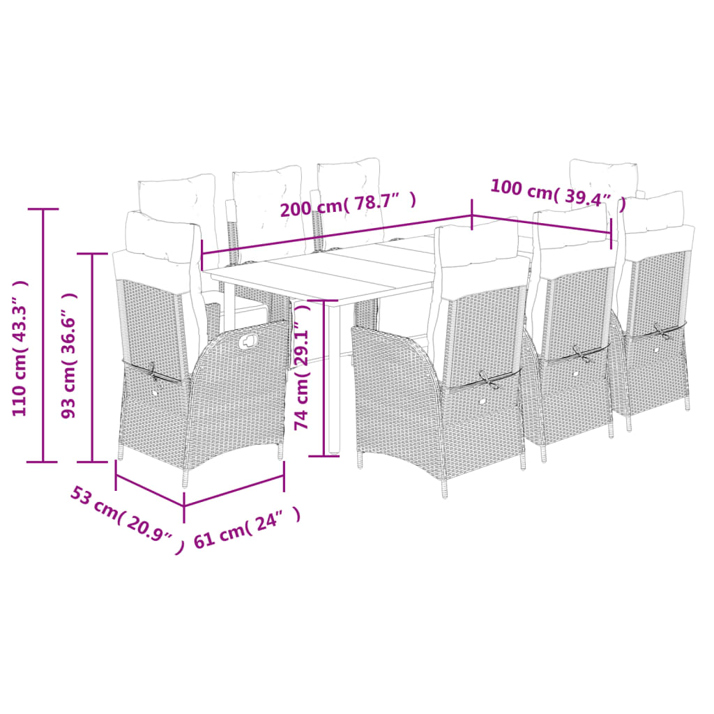 9-delige Tuinset met kussens poly rattan beige is nu te koop bij PeponiXL, paradijselijk wonen!