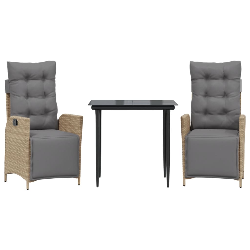 3-delige Tuinset met kussens poly rattan gemengd beige is nu te koop bij PeponiXL, paradijselijk wonen!