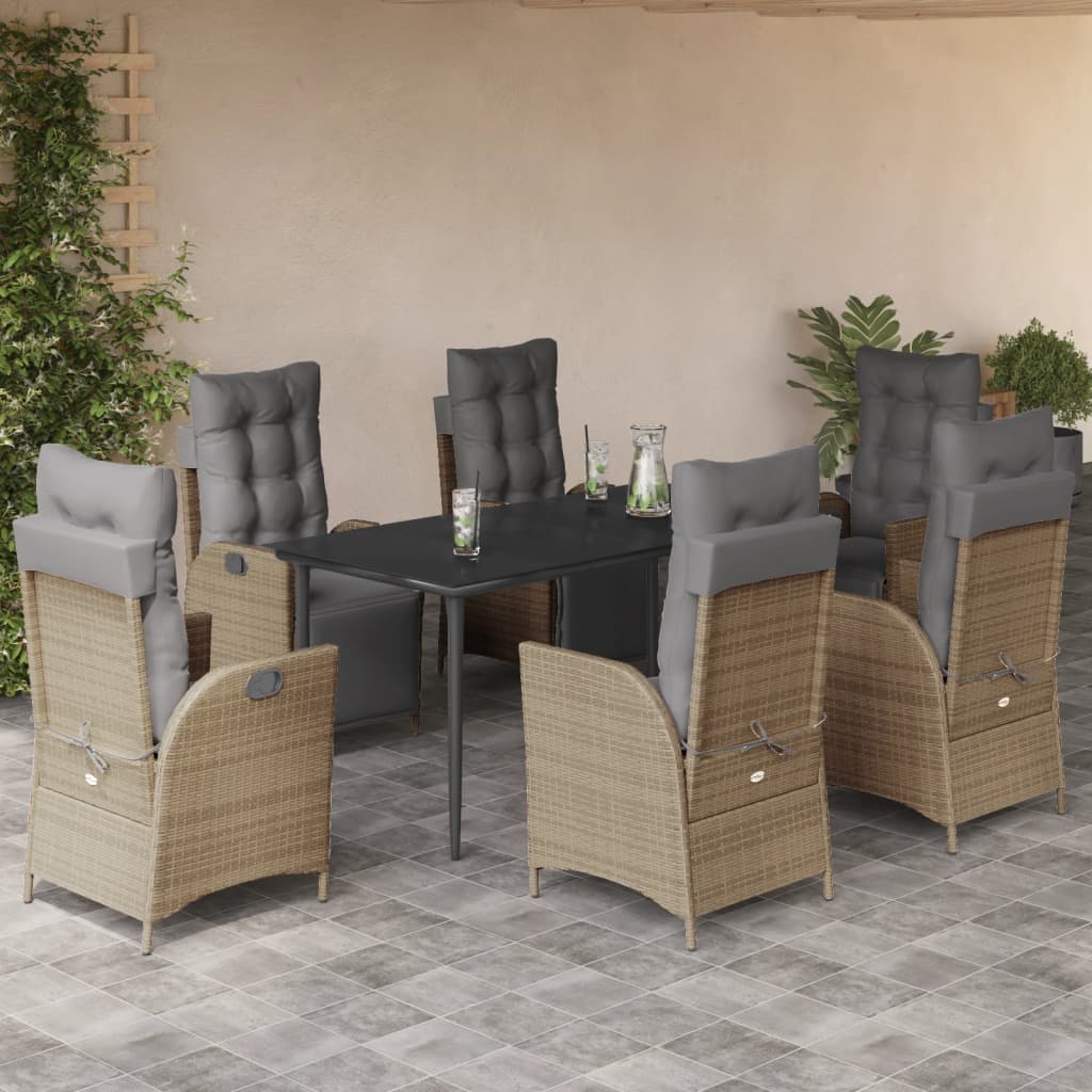 7-delige Tuinset met kussens poly rattan gemengd beige is nu te koop bij PeponiXL, paradijselijk wonen!