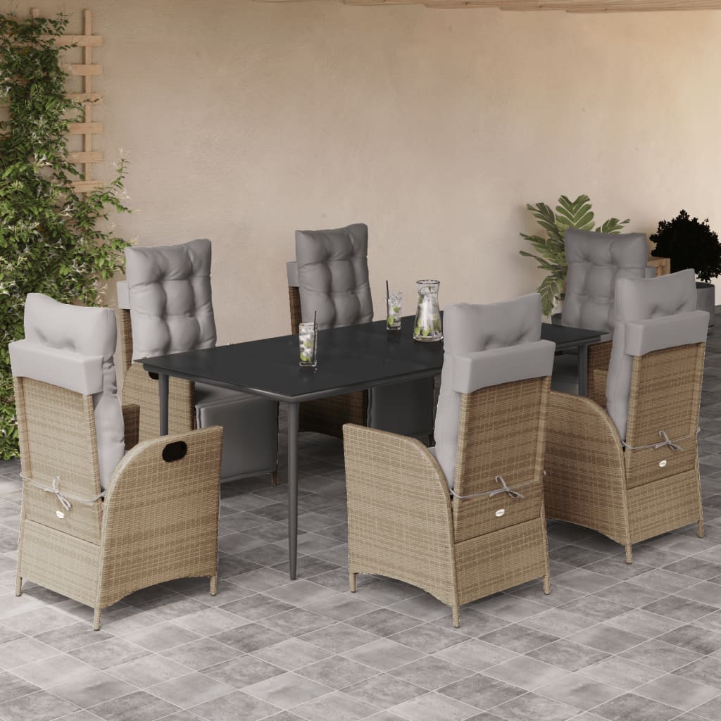 7-delige Tuinset met kussens poly rattan gemengd beige is nu te koop bij PeponiXL, paradijselijk wonen!