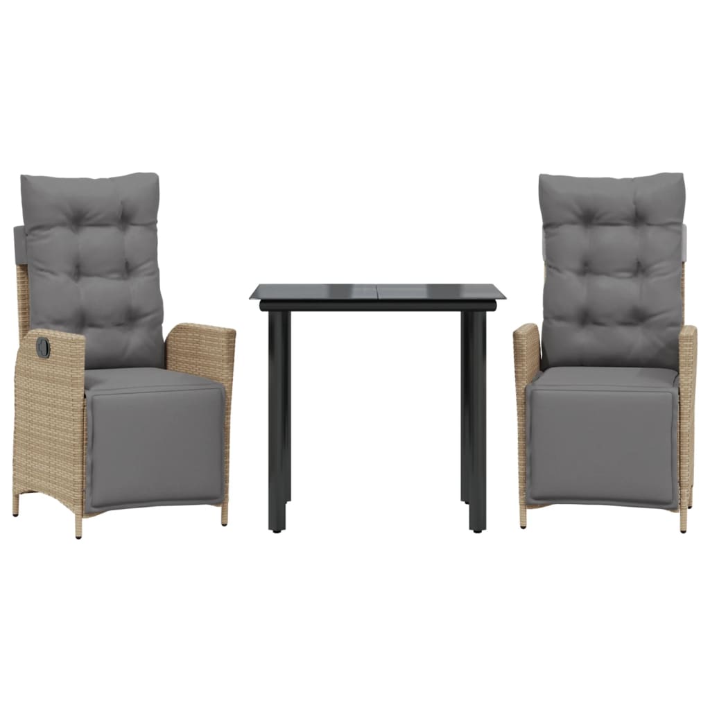 3-delige Tuinset met kussens poly rattan gemengd beige is nu te koop bij PeponiXL, paradijselijk wonen!