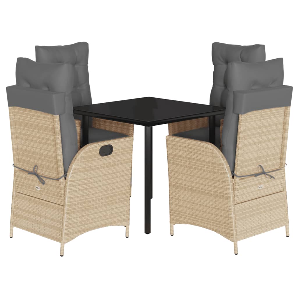 5-delige Tuinset met kussens poly rattan gemengd beige is nu te koop bij PeponiXL, paradijselijk wonen!