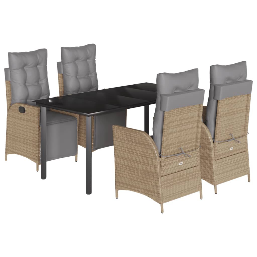 5-delige Tuinset met kussens poly rattan gemengd beige is nu te koop bij PeponiXL, paradijselijk wonen!
