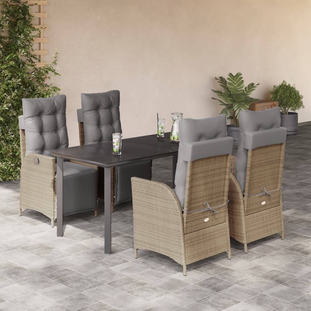 5-delige Tuinset met kussens poly rattan gemengd beige is nu te koop bij PeponiXL, paradijselijk wonen!