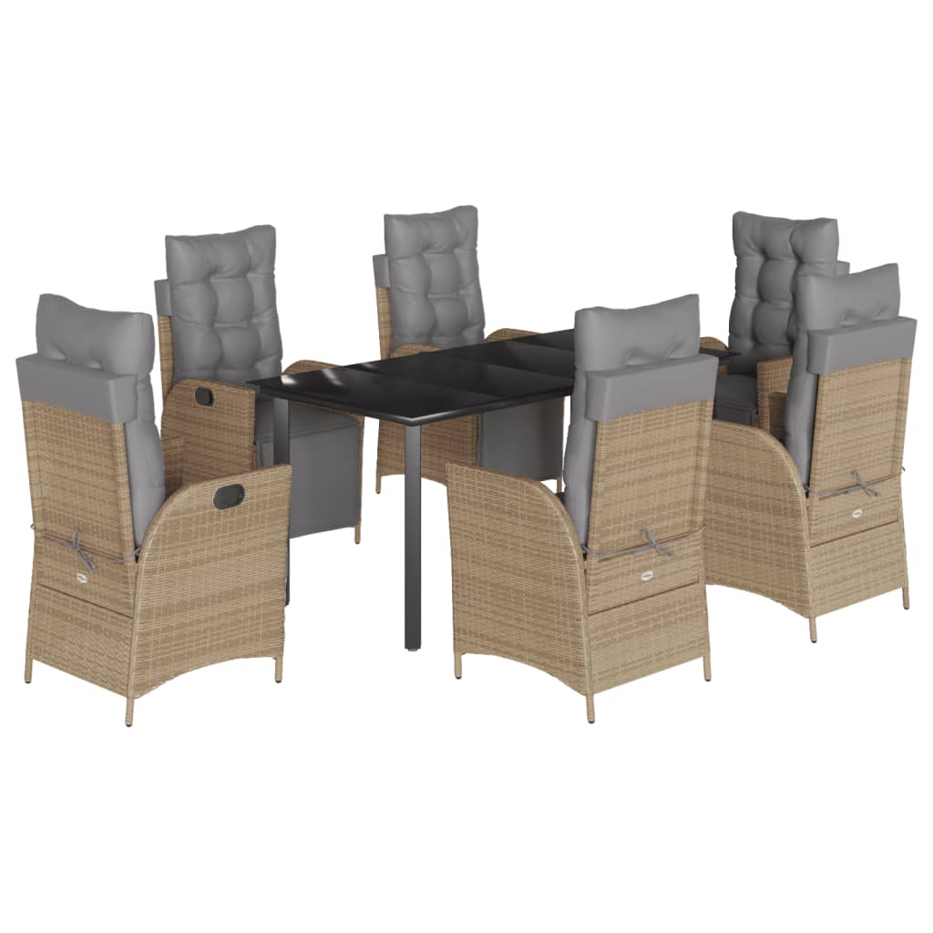 7-delige Tuinset met kussens poly rattan gemengd beige is nu te koop bij PeponiXL, paradijselijk wonen!