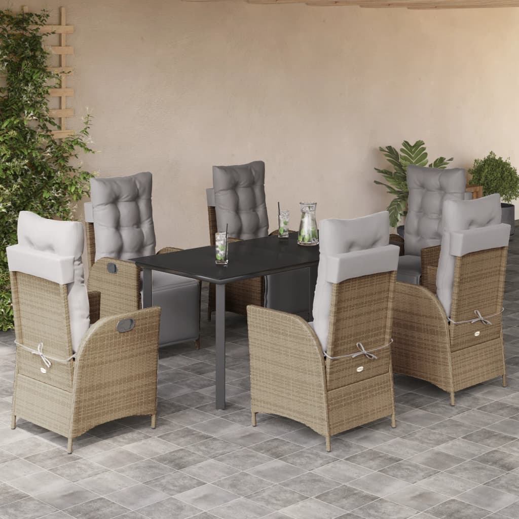 7-delige Tuinset met kussens poly rattan gemengd beige is nu te koop bij PeponiXL, paradijselijk wonen!