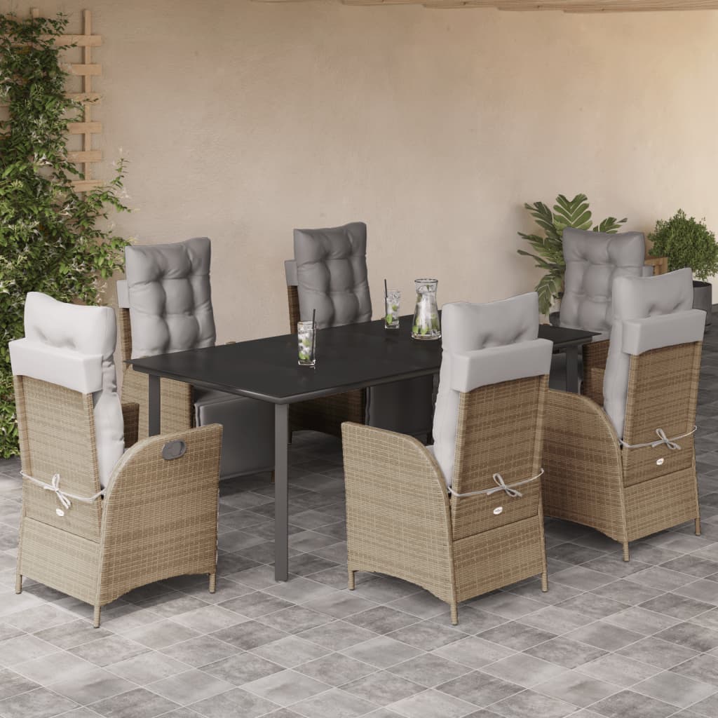 7-delige Tuinset met kussens poly rattan gemengd beige is nu te koop bij PeponiXL, paradijselijk wonen!