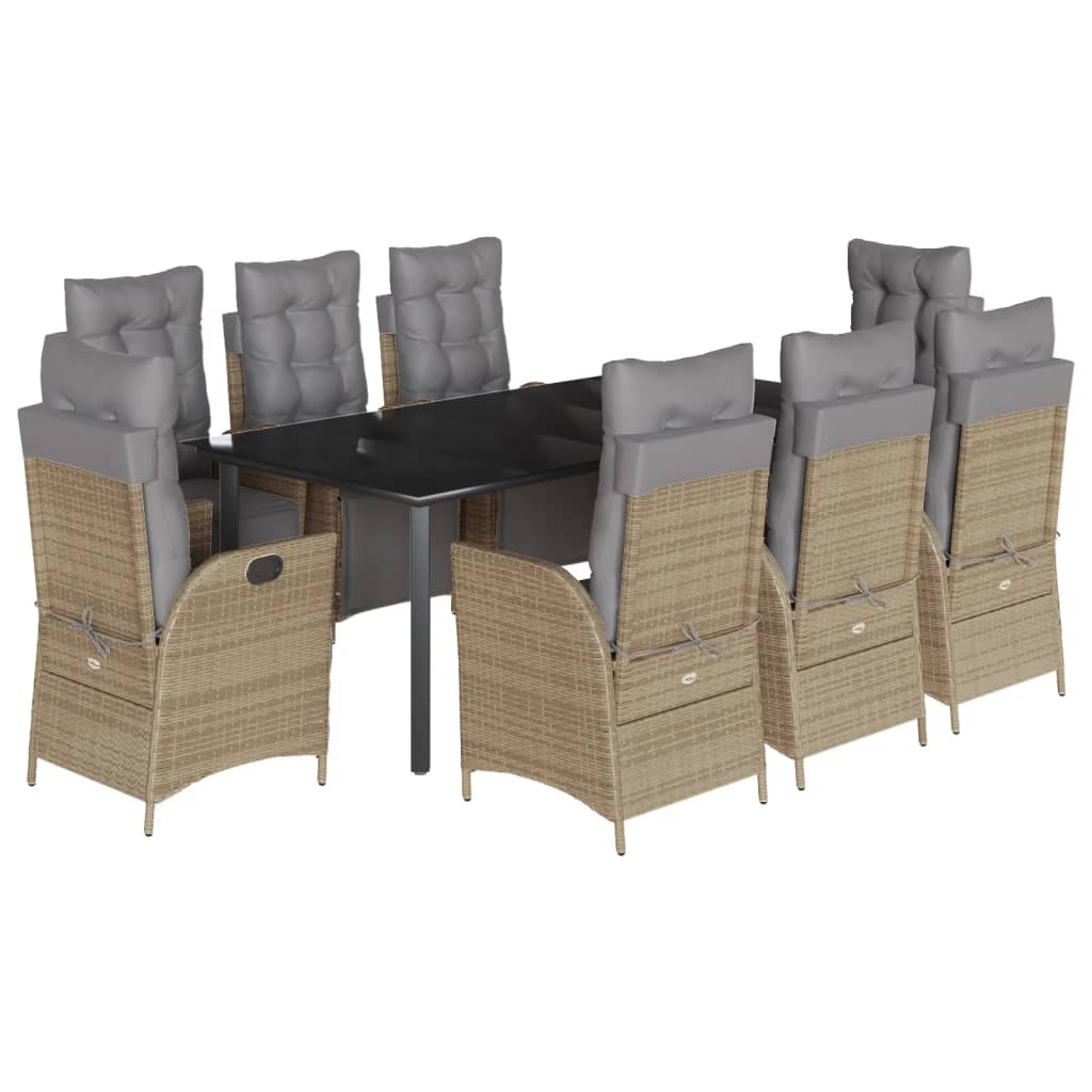 9-delige Tuinset met kussens poly rattan gemengd beige is nu te koop bij PeponiXL, paradijselijk wonen!