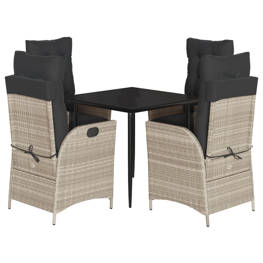 5-delige Tuinset met kussens poly rattan lichtgrijs is nu te koop bij PeponiXL, paradijselijk wonen!
