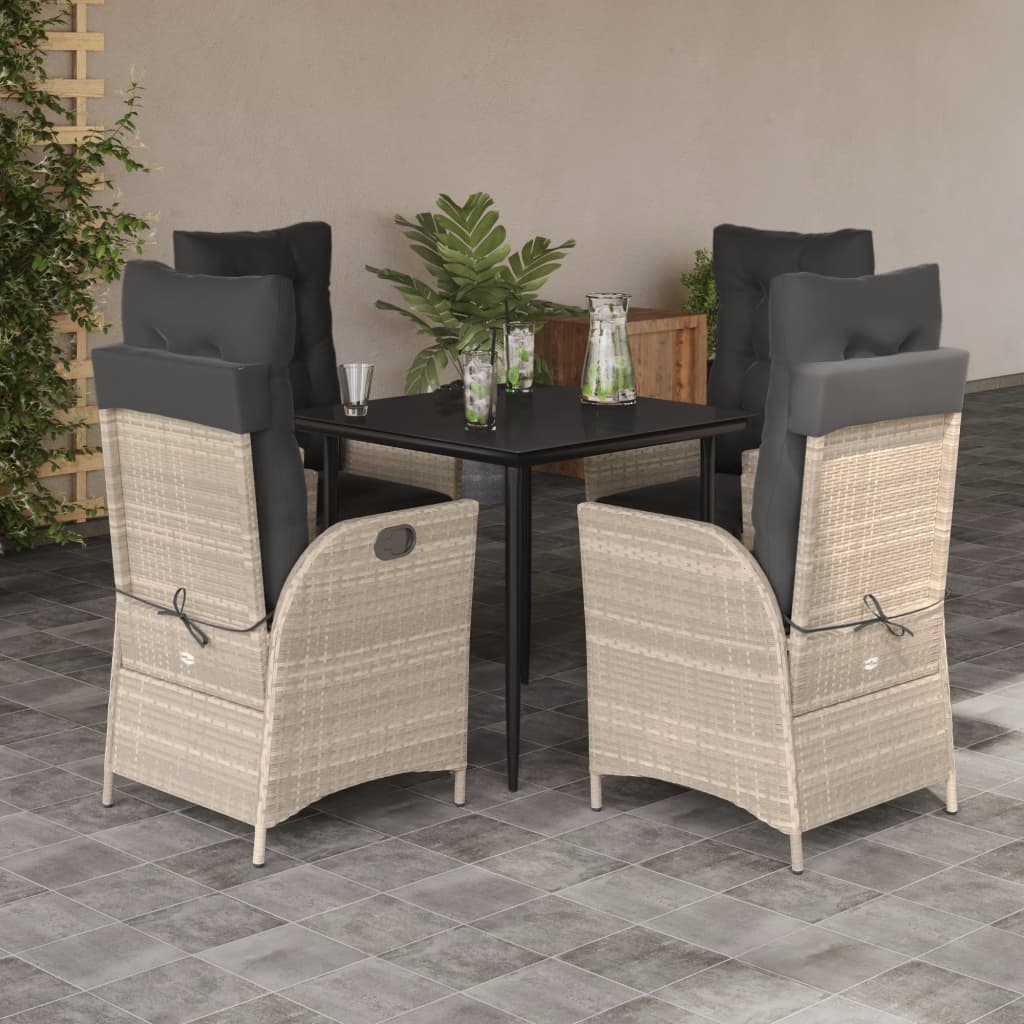 5-delige Tuinset met kussens poly rattan lichtgrijs is nu te koop bij PeponiXL, paradijselijk wonen!