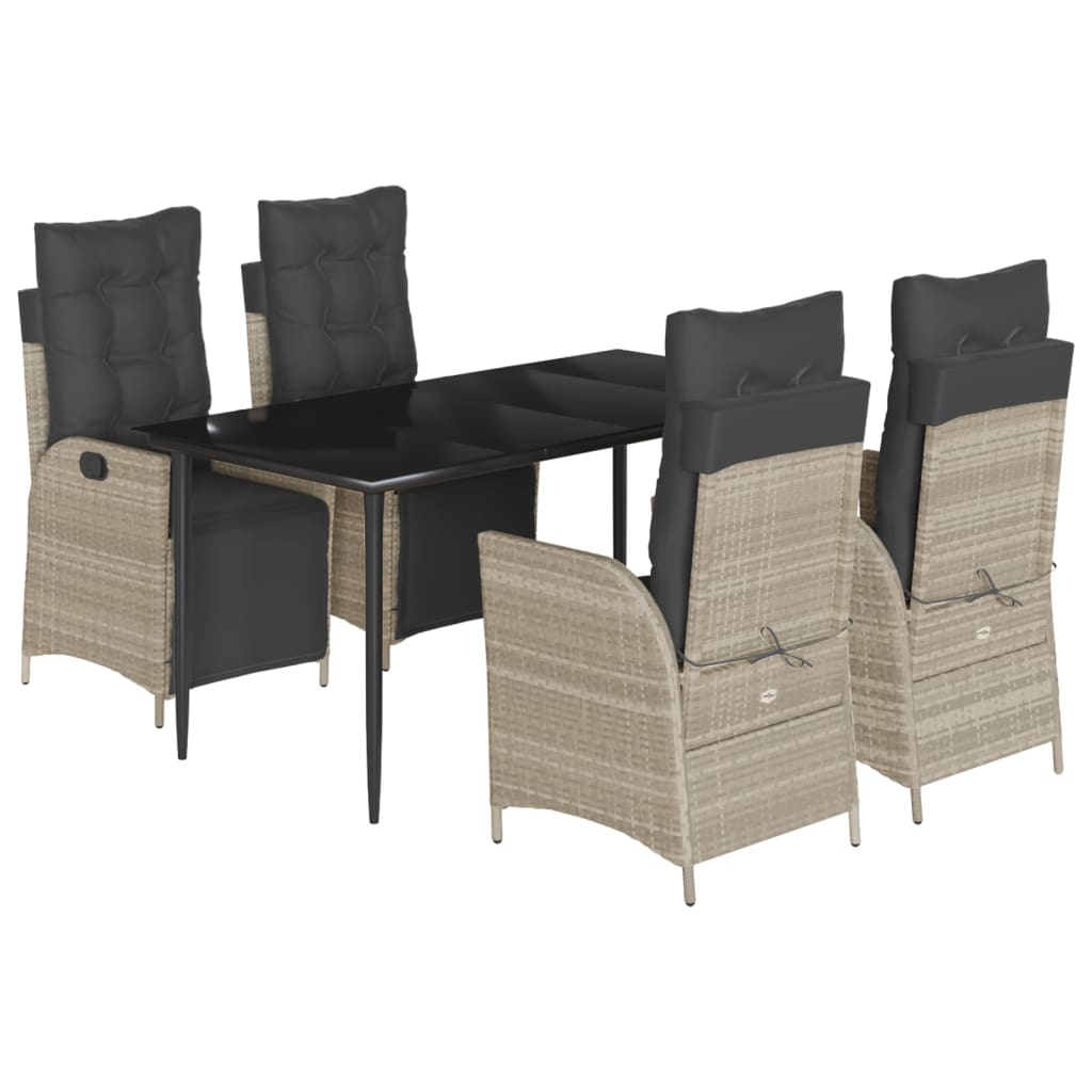 5-delige Tuinset met kussens poly rattan lichtgrijs is nu te koop bij PeponiXL, paradijselijk wonen!