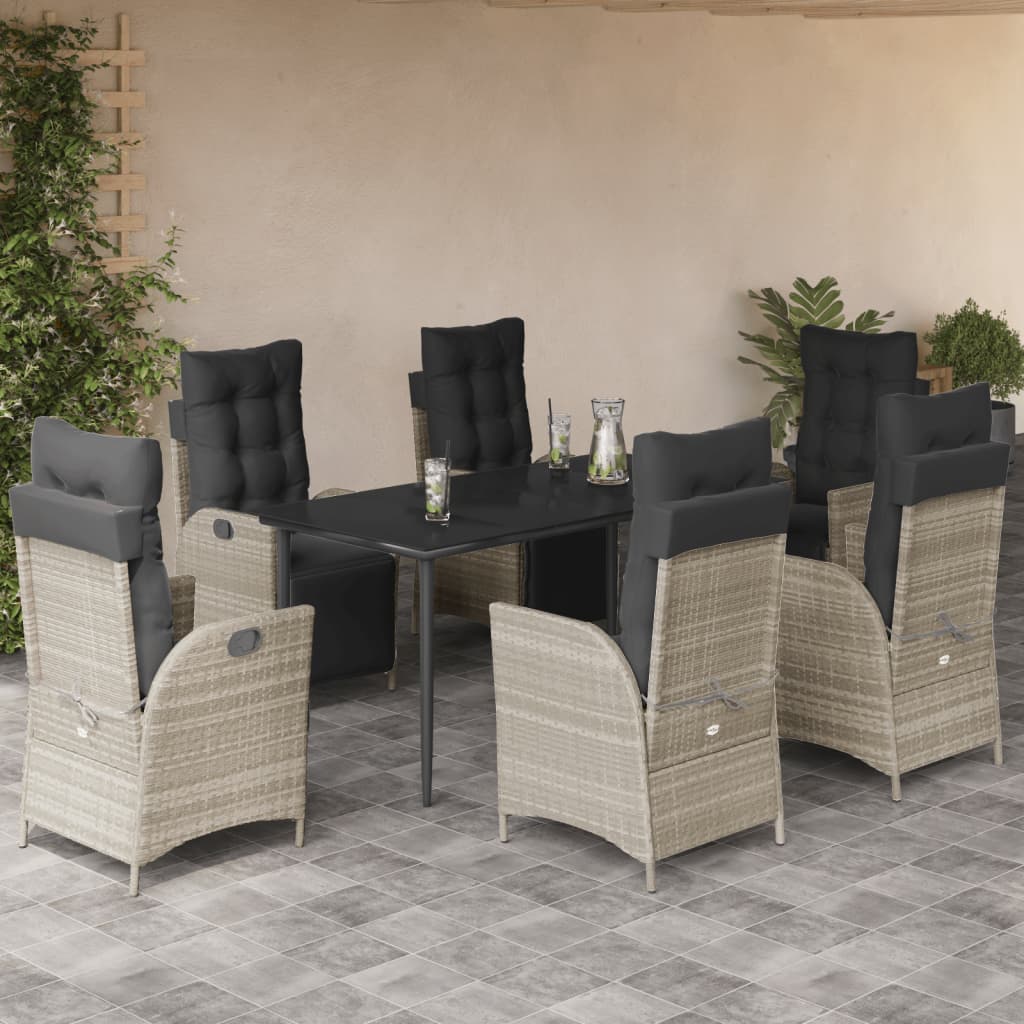 7-delige Tuinset met kussens poly rattan grijs is nu te koop bij PeponiXL, paradijselijk wonen!