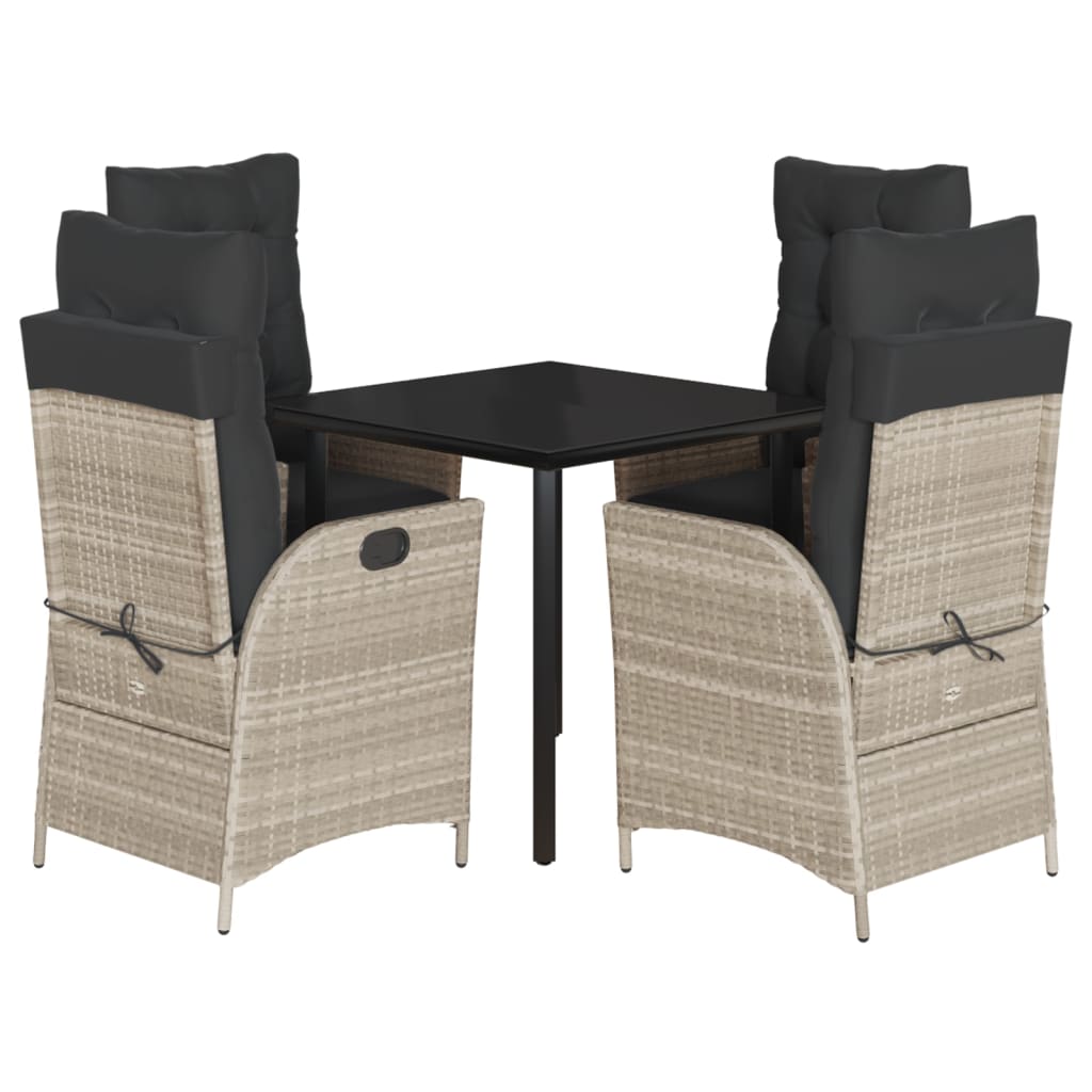 5-delige Tuinset met kussens poly rattan lichtgrijs is nu te koop bij PeponiXL, paradijselijk wonen!