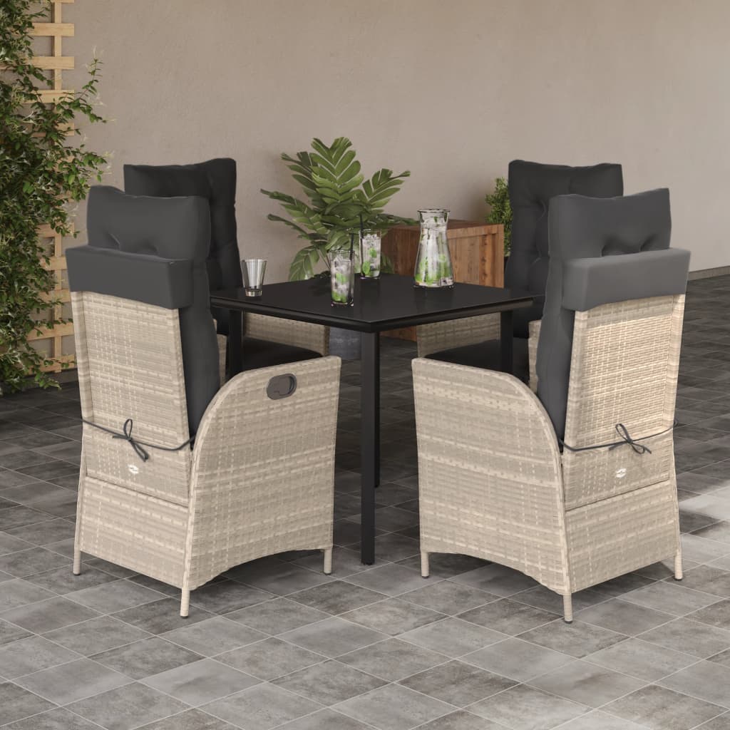 5-delige Tuinset met kussens poly rattan lichtgrijs is nu te koop bij PeponiXL, paradijselijk wonen!