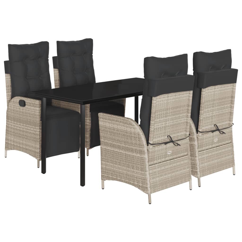 5-delige Tuinset met kussens poly rattan lichtgrijs is nu te koop bij PeponiXL, paradijselijk wonen!