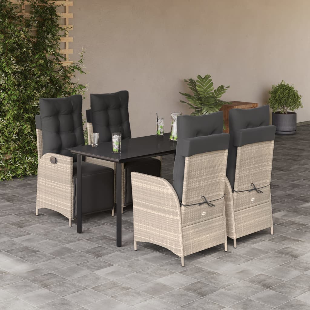 5-delige Tuinset met kussens poly rattan lichtgrijs is nu te koop bij PeponiXL, paradijselijk wonen!
