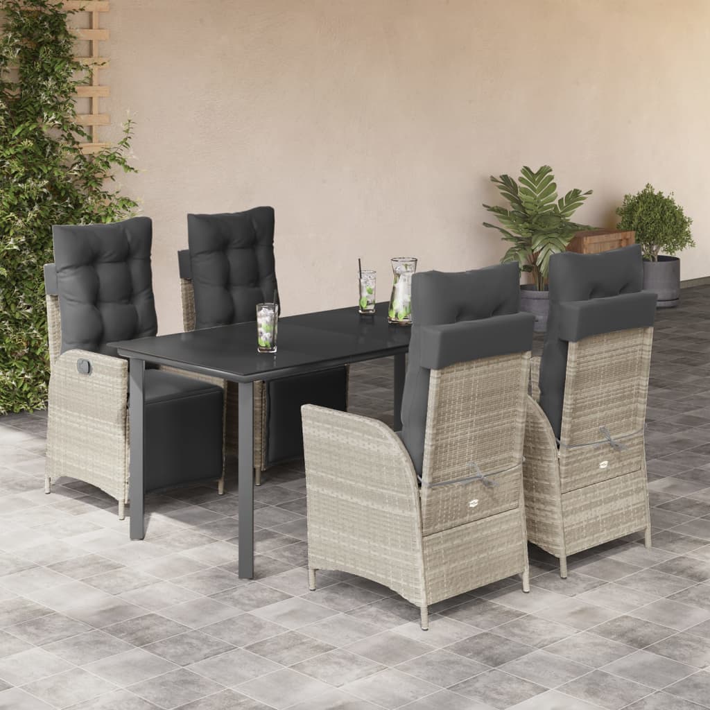 5-delige Tuinset met kussens poly rattan lichtgrijs is nu te koop bij PeponiXL, paradijselijk wonen!