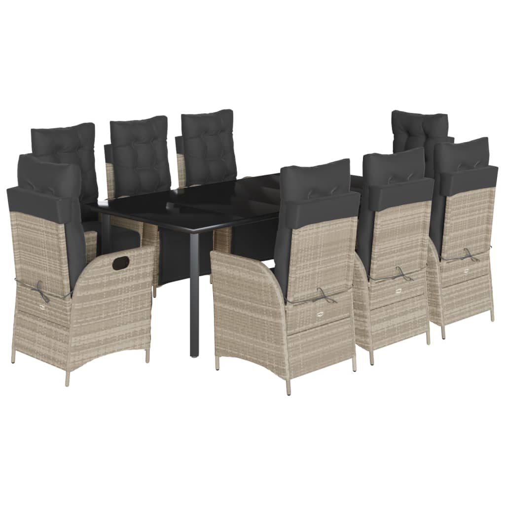 9-delige Tuinset met kussens poly rattan lichtgrijs is nu te koop bij PeponiXL, paradijselijk wonen!