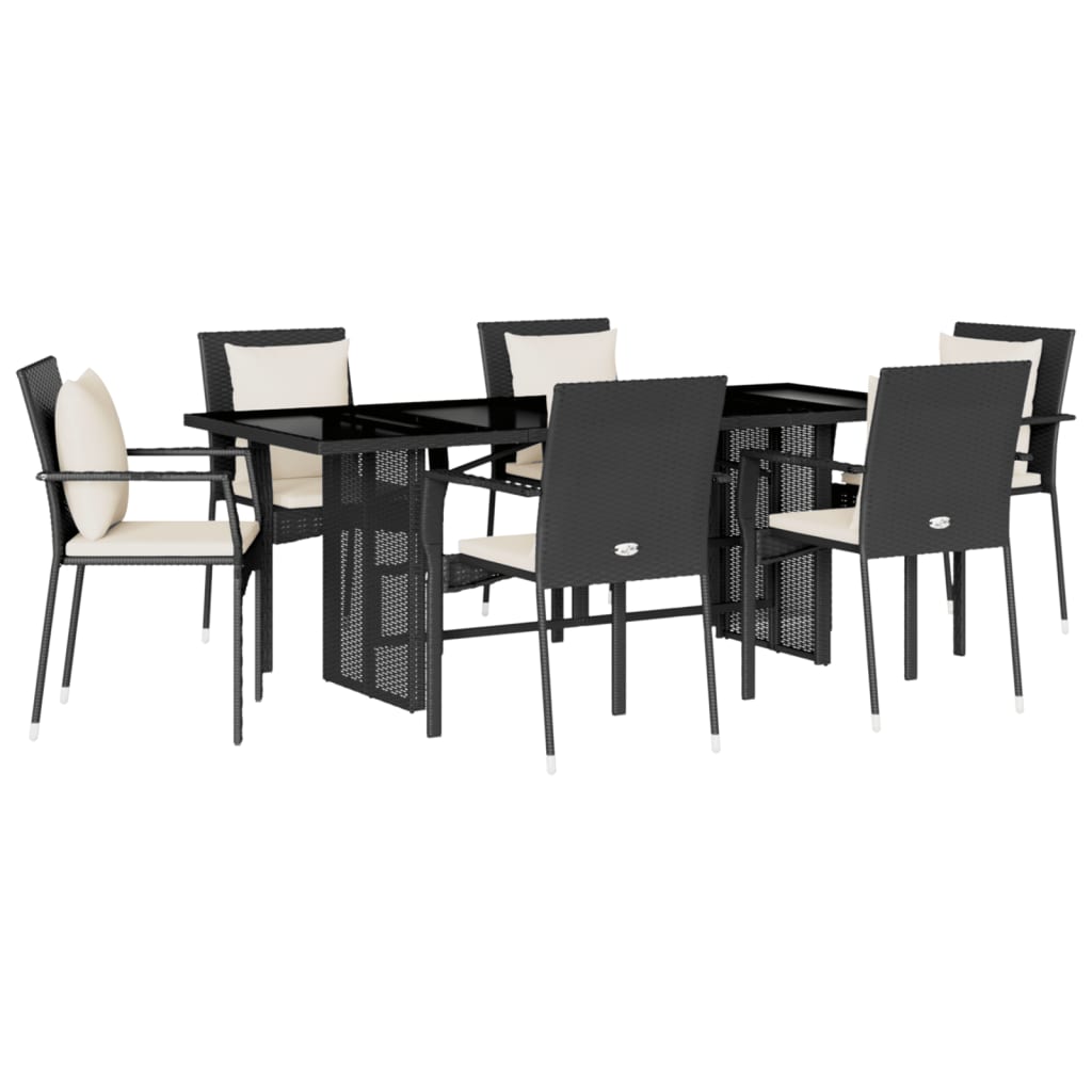 7-delige Tuinset met kussens poly rattan zwart is nu te koop bij PeponiXL, paradijselijk wonen!
