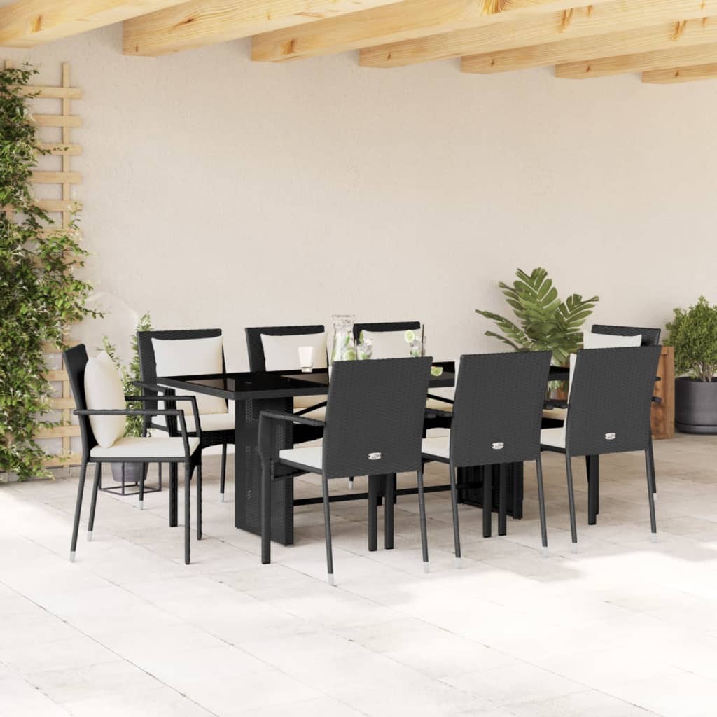 9-delige Tuinset poly rattan zwart is nu te koop bij PeponiXL, paradijselijk wonen!