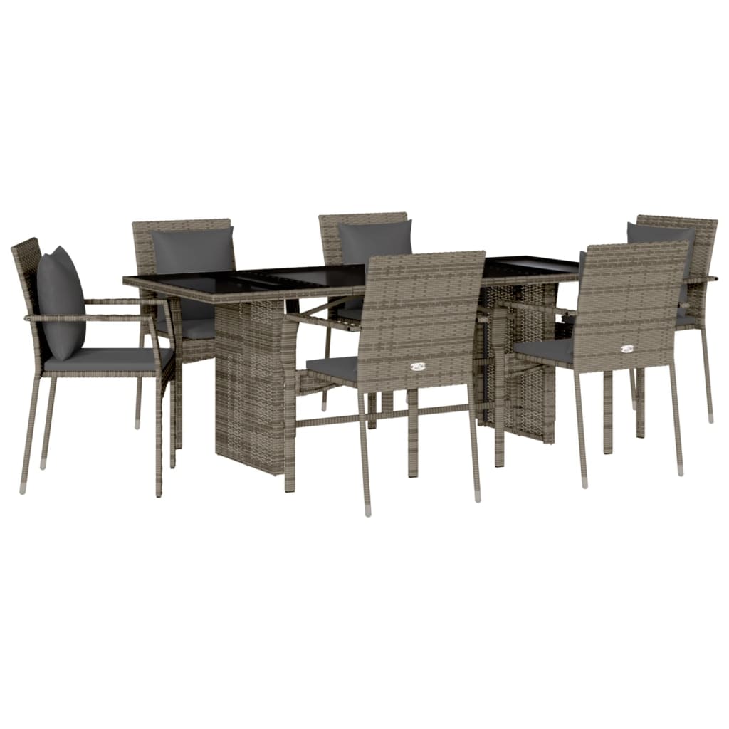 7-delige Tuinset met kussens poly rattan grijs is nu te koop bij PeponiXL, paradijselijk wonen!