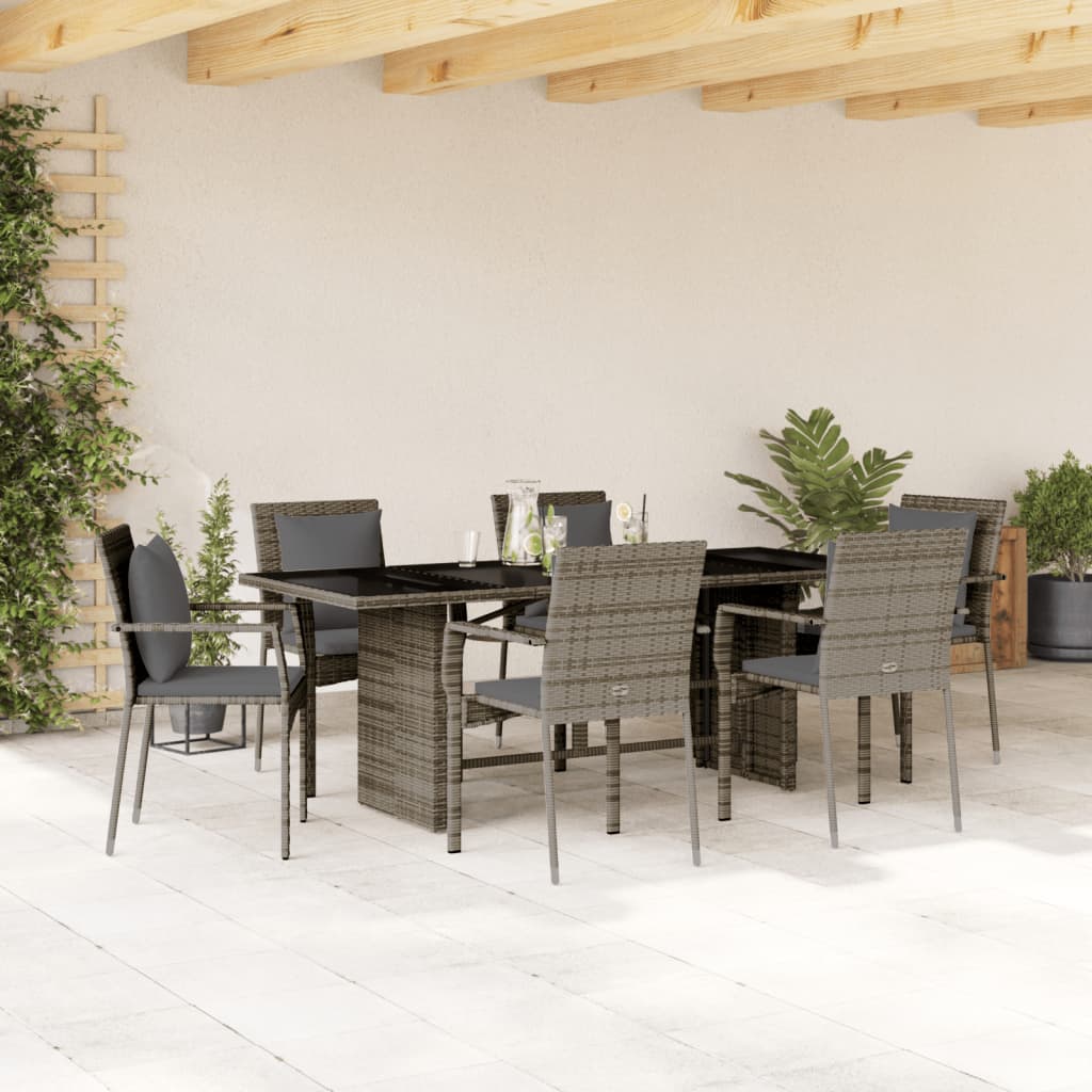 7-delige Tuinset met kussens poly rattan grijs is nu te koop bij PeponiXL, paradijselijk wonen!