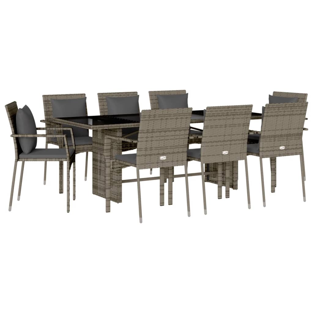 9-delige Tuinset met kussens poly rattan grijs is nu te koop bij PeponiXL, paradijselijk wonen!