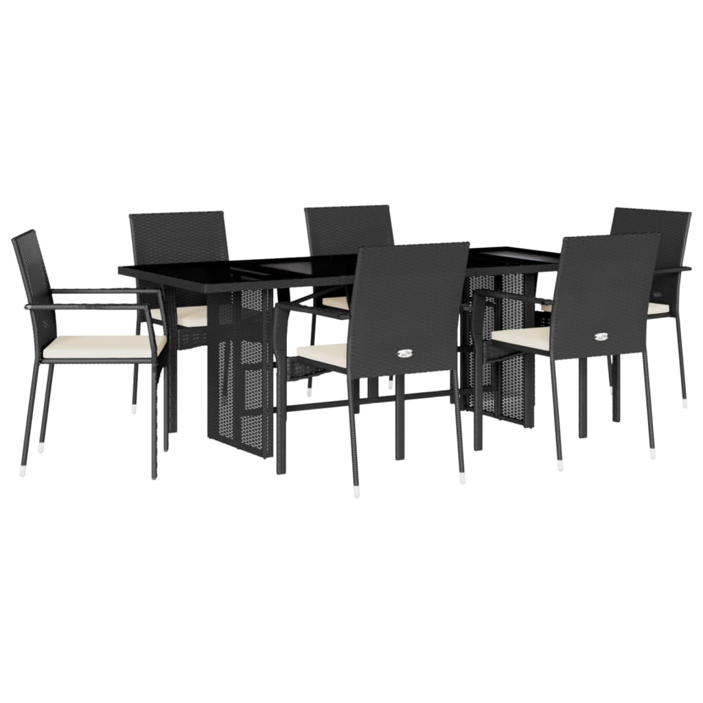 7-delige Tuinset met kussens poly rattan zwart is nu te koop bij PeponiXL, paradijselijk wonen!