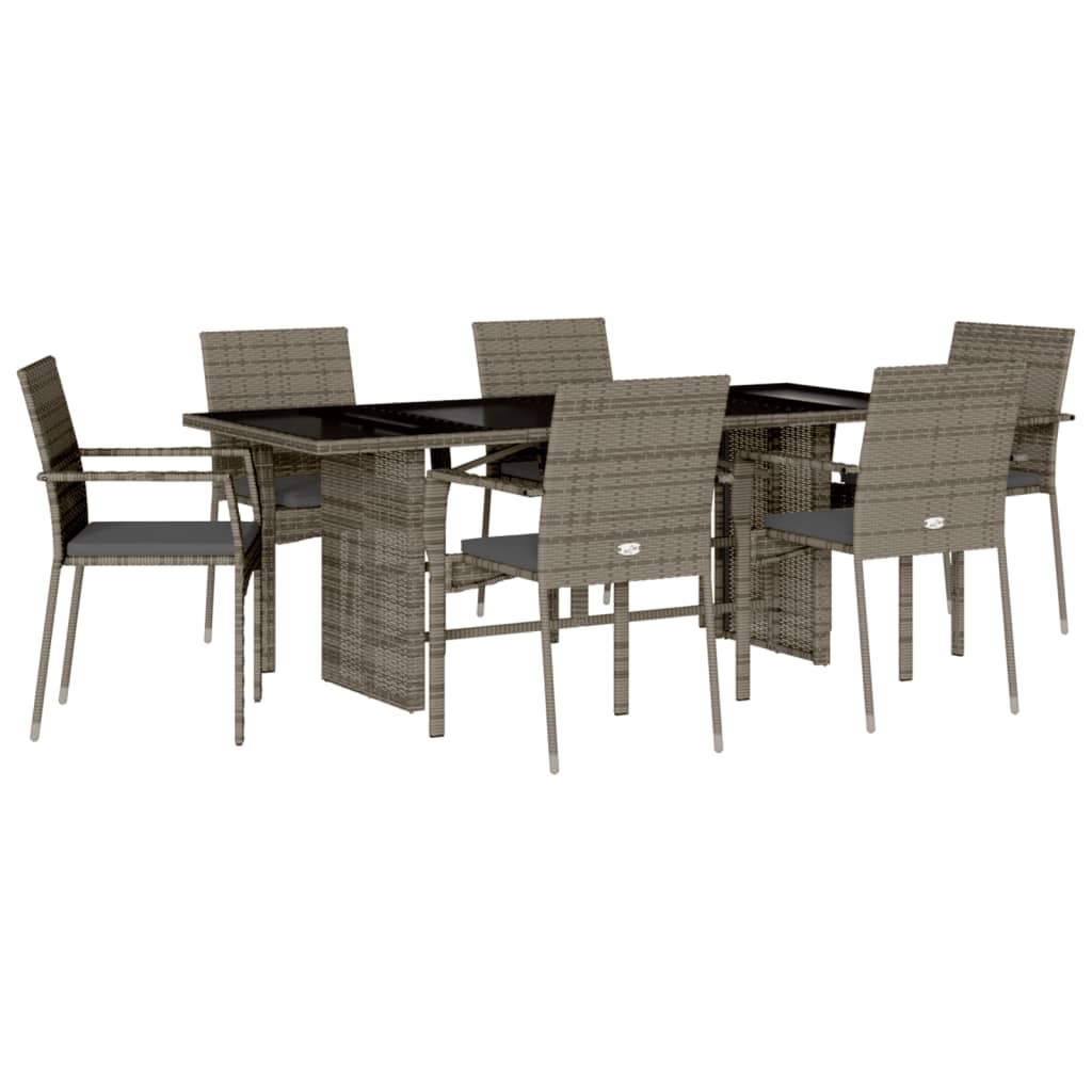 7-delige Tuinset met kussens poly rattan grijs is nu te koop bij PeponiXL, paradijselijk wonen!