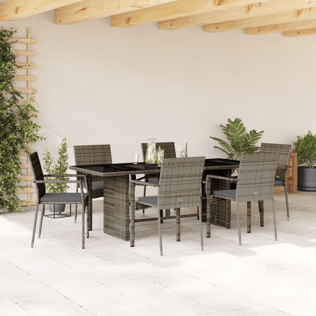 7-delige Tuinset met kussens poly rattan grijs is nu te koop bij PeponiXL, paradijselijk wonen!