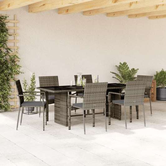 7-delige Tuinset met kussens poly rattan grijs is nu te koop bij PeponiXL, paradijselijk wonen!