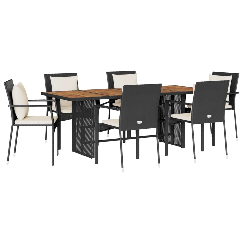 7-delige Tuinset met kussens poly rattan zwart is nu te koop bij PeponiXL, paradijselijk wonen!